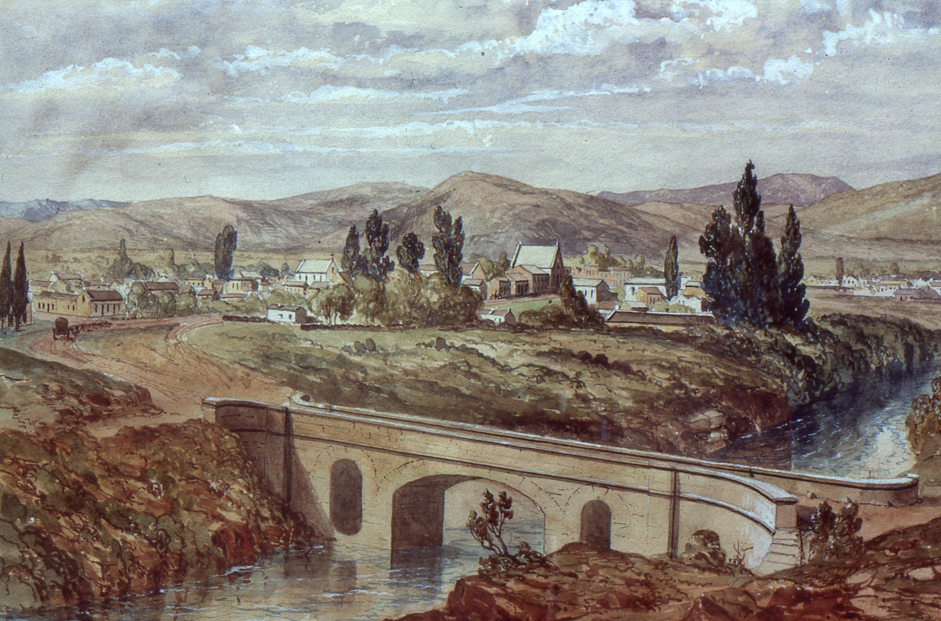 1 VIctoria Bridge across Kat River, Fort Beaufort. From a painting by Thomas Bowler c.1865