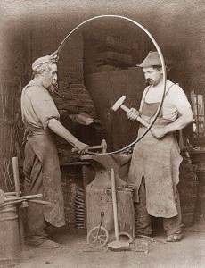 blacksmiths were also wheelwrights. The picture below was taken in 1903.